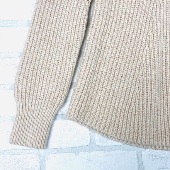 Athleta XS Sweater Wool Blend Ribbed Knit Crew Neck Tunic‎ Top Oatmeal - Picture 3 of 16